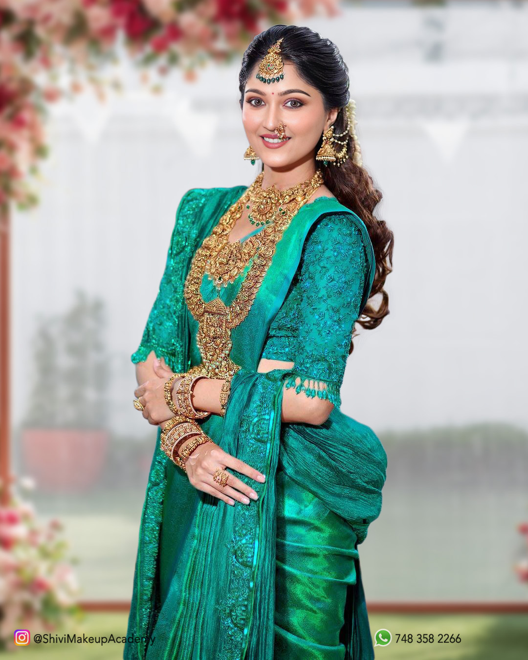 Bridal Makeover by Shivi — gold shimmer eyes and glossy lips, Bangalore